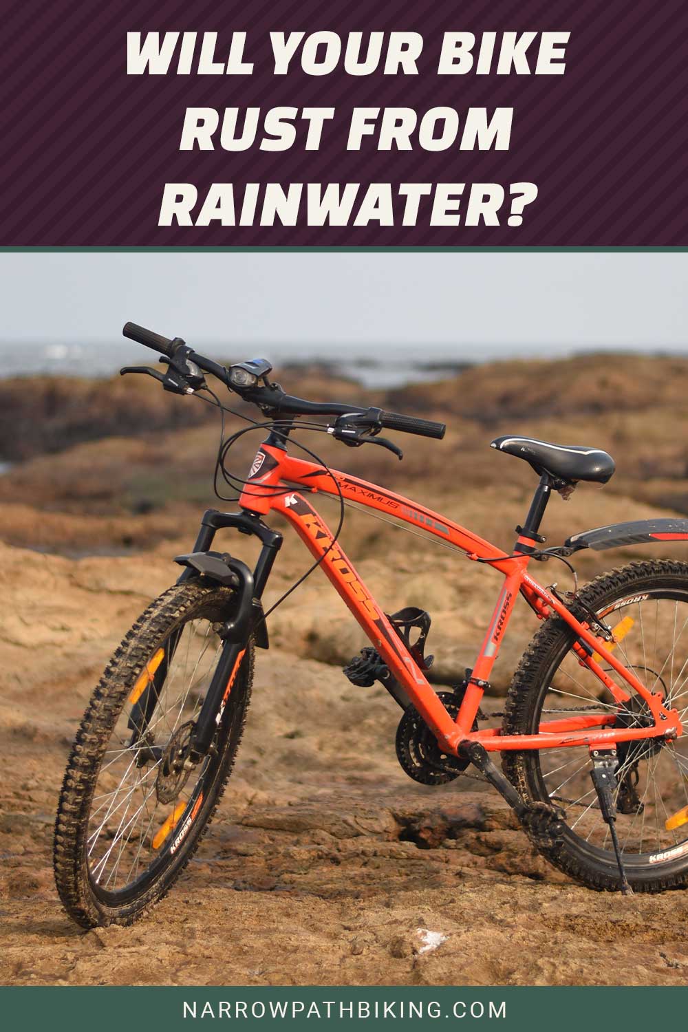 An MTB on a rocky surface near ocean - Will Your Bike Rust from Rainwater?